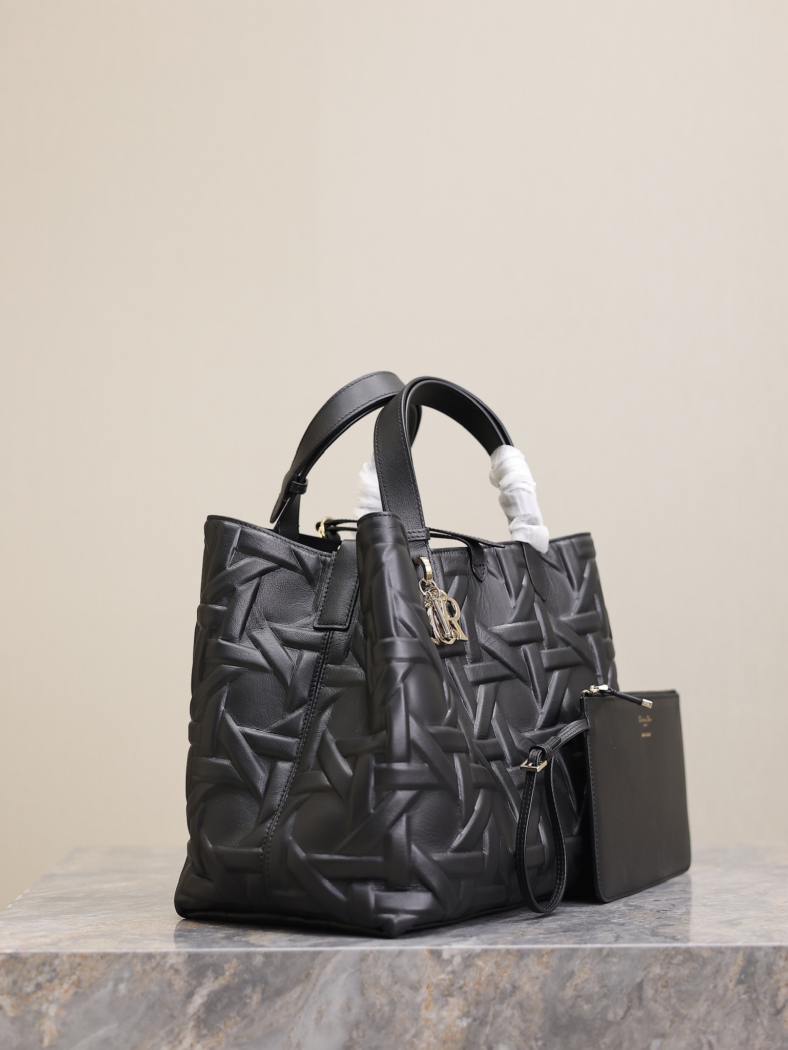 Large Dior Toujours Bag Black Graphic Cannage Calfskin